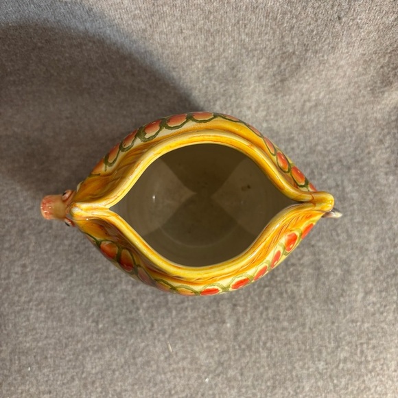 Hand Painted Colorful Floral Fish Shaped Ceramic Art Pitcher Vase Made in Italy - Picture 2 of 9